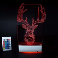 Modiwa Design Özel Tasarım Geyik 3D 16 Renk Dekoratif LED Lamba