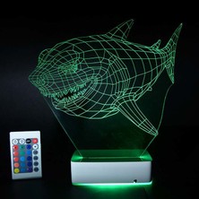 Modiwa Design Özel Tasarım Köpekbalığı 3D 16 Renk Dekoratif LED Lamba