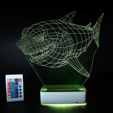 Modiwa Design Özel Tasarım Köpekbalığı 3D 16 Renk Dekoratif LED Lamba