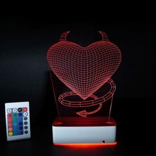 Modiwa Design Özel Üretim Şeytan Kalp 3D 16 Renk Dekoratif LED Lamba