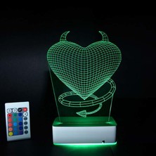Modiwa Design Özel Üretim Şeytan Kalp 3D 16 Renk Dekoratif LED Lamba