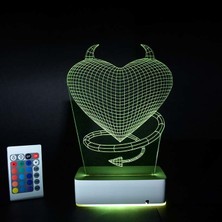 Modiwa Design Özel Üretim Şeytan Kalp 3D 16 Renk Dekoratif LED Lamba