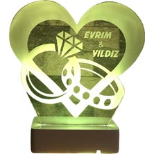 Modiwa Design Sevgiliye Özel Pırlanta Yüzük ve Kalp 3D 16 Renk Dekoratif LED Lamba