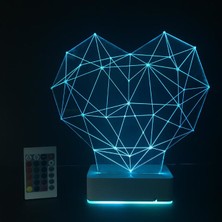 Modiwa Design Özel Tasarım 3D Geometrik Kalp 16 Renk Dekoratif LED Lamba