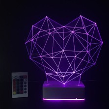Modiwa Design Özel Tasarım 3D Geometrik Kalp 16 Renk Dekoratif LED Lamba
