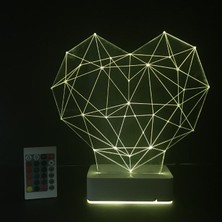 Modiwa Design Özel Tasarım 3D Geometrik Kalp 16 Renk Dekoratif LED Lamba