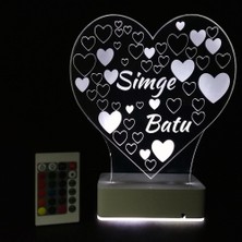 Modiwa Design Sevgiliye Hediye Kalp ve Isim 3D 16 Renk Dekoratif LED Lamba