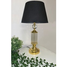 Modi Lighting Tek Toplu Silindir Camlı Siyah Şapkalı Gold Masa Lambası MD-CLK022-GD
