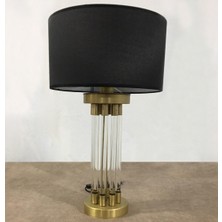 Modi Lighting Ince Silindir Camlı Siyah Şapkalı Gold Masa Lambası MD-CLK025-GDS