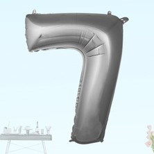 Süsle Bebek ve Parti 7 Yaş Rakam Folyo Balon, 100 cm - Gümüş
