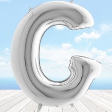 Süsle Bebek ve Parti G Harf Folyo Balon, 100 cm - Gümüş