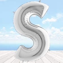 Süsle Bebek ve Parti S Harf Folyo Balon, 100 cm - Gümüş