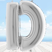 Süsle Bebek ve Parti D Harf Folyo Balon, 100 cm - Gümüş