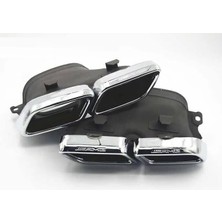 Bimbo Mercedes Amg Sağ - Sol Çi̇ft Çıkış Egzoz Ucu Seti̇ Krom / Si̇yah