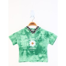 Toontoy Kız Çocuk Batik Desenli Papatya Baskılı Tişört