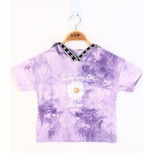 Toontoy Kız Çocuk Batik Desenli Papatya Baskılı Tişört