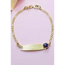 Belinda Store 925 Ayar Gümüş İsimli Nazar Boncuklu Göz Bebek & Çocuk Künye Bileklik