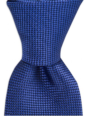 1001 Kravat Mavi Desenli 7,5 cm Genişliğinde Ipek Kravat