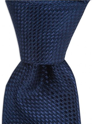 1001 Kravat Lacivert Desenli 7,5 cm Genişliğinde Ipek Kravat