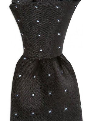 1001 Kravat Siyah Desenli 7,5 cm Genişliğinde Ipek Kravat