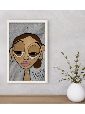 Bk Gift The Lazy People Collection Hot Girl Dekoratif Ahşap Beyaz Çerçeveli Tablo-1