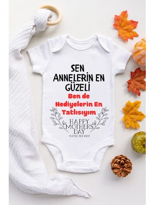 Limon Bebek Annelerin En Güzeli Desenli Kısa Kol Body