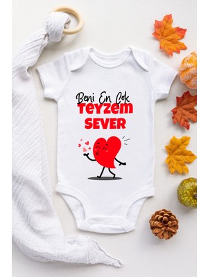 Limon Unisex Beni En Çok Teyzem Sever Desenli Kısa Kol Body