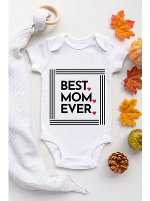 Limon Mom Best Ever Desenli Kısa Kol Body