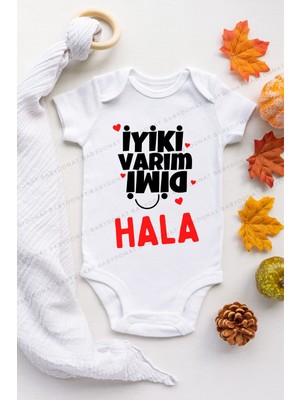 Limon Unisex Bebek Beyaz Iyi Ki Varım Dimi Hala Desenli Kısa Kol Body