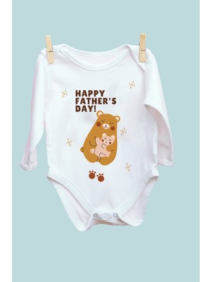 Limon  Bear Happy Father Desenli Uzun Kol