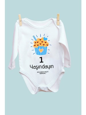 Limon 1 Yaşındayım Mavi Desenli Uzun Kol