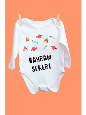 Limon Bayram Şekeri Desenli Uzun Kol Bady