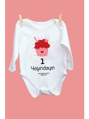 Limon 7 Yaşındayım Kırmızı Desenli Uzun Kol Body