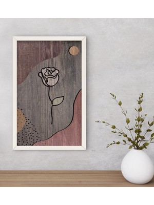 Bk Gift Gül Dekoratif Ahşap Beyaz Çerçeveli Tablo-1