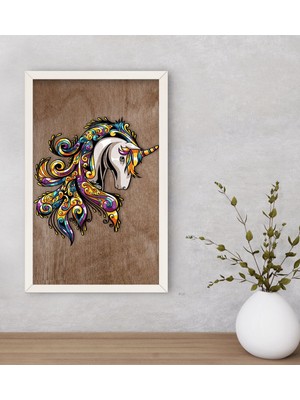 Bk Gift Unicorn Dekoratif Ahşap Beyaz Çerçeveli Tablo-1