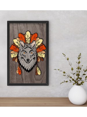 Bk Gift Kurt Dekoratif Ahşap Siyah Çerçeveli Tablo-1