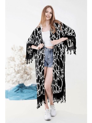 Unytex Yazlık Trend Hawai Desen Kaftan Kimono 7 - Kuşaklı - El Baskısı