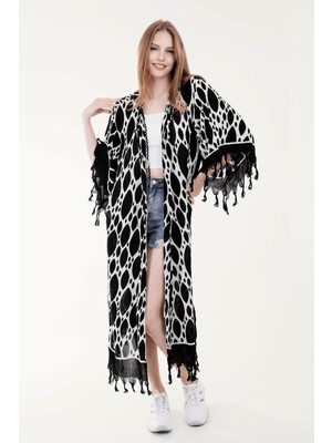 Unytex Yazlık Trend Hawai Desen Kaftan Kimono 7 - Kuşaklı - El Baskısı