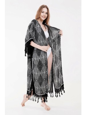 Unytex Yazlık Trend Zeugma Desen Kaftan Kimono 11 - Kuşaklı - El Baskısı