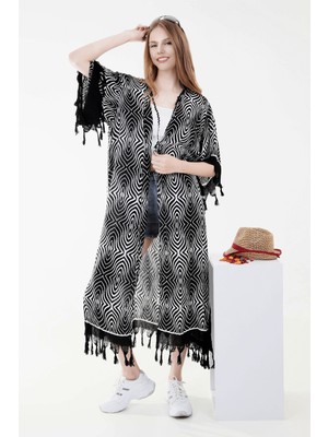 Unytex Yazlık Trend Zeugma Desen Kaftan Kimono 11 - Kuşaklı - El Baskısı