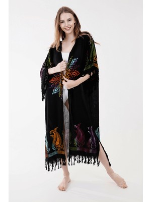 Unytex Yazlık Trend Nemrut Desen Kaftan Kimono 15 - Kuşaklı - El Baskısı