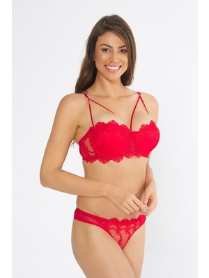 Nurteks Kırmızı Destekli Sütyen Takımı 75B Esnek Yapı ve Pamuklu İçerik ile Konforlu Kullanım