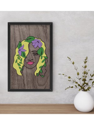 Bk Gift Woman Line Dekoratif Ahşap Siyah Çerçeveli Tablo-7