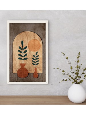 Bk Gift Botanical Art Dekoratif Ahşap Beyaz Çerçeveli Tablo-1