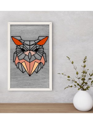 Bk Gift Baykuş Dekoratif Ahşap Beyaz Çerçeveli Tablo-1