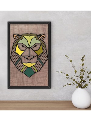 Bk Gift Aslan Dekoratif Ahşap Siyah Çerçeveli Tablo-1