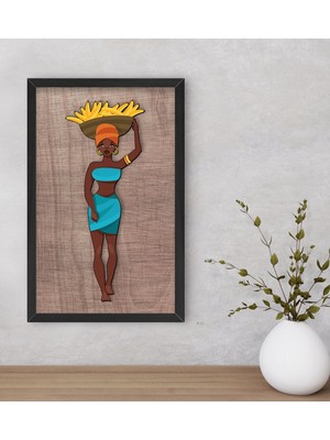 Bk Gift African Woman Dekoratif Ahşap Siyah Çerçeveli Tablo-3