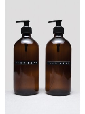 Trichi Design 500ML Amber Cam Sıvı Sabunluk Hand Wash ve Dish Soap TRCH-362 Koyu Kahverengi 75 MM×205 mm
