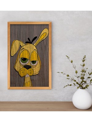 Bk Gift Drunker Rabbit - Yellow Dekoratif Retro Ahşap Tablo-1