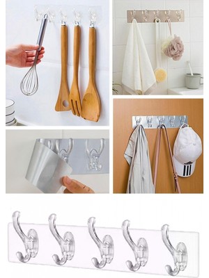 Tilbe Home 5'li Güçlü Yapışkanlı Askı